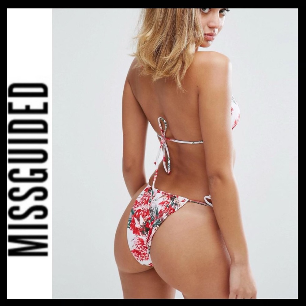 🎈SALE🎈NWT Missguided Floral Side Tie Bikini Bottoms